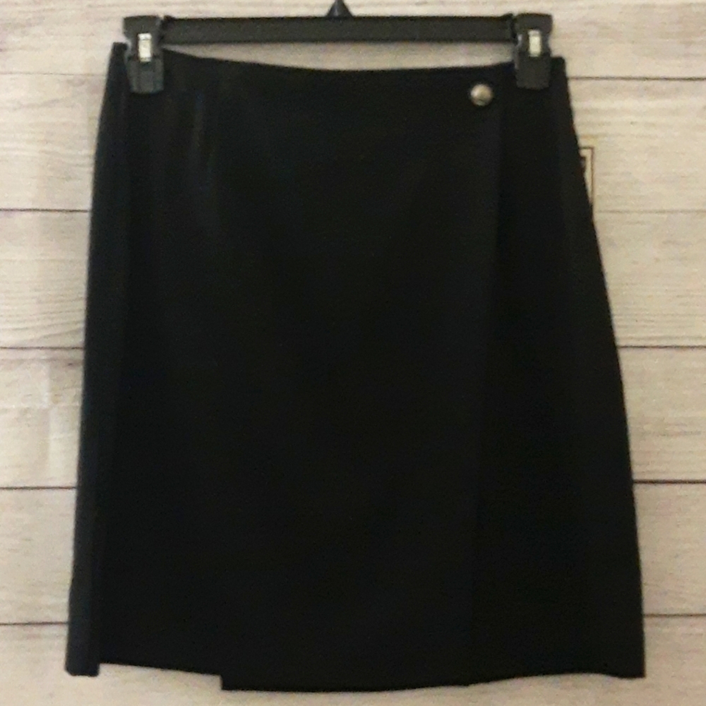 Women's Basic Editions Classic Mini Wrap Skirt Retro 90s Y2K Sz 12 Black